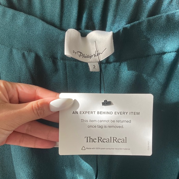 Hunter Green Silk Trousers - Picture 3 of 3